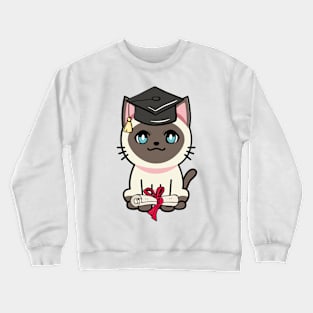 Cute siamese cat is a graduate Crewneck Sweatshirt